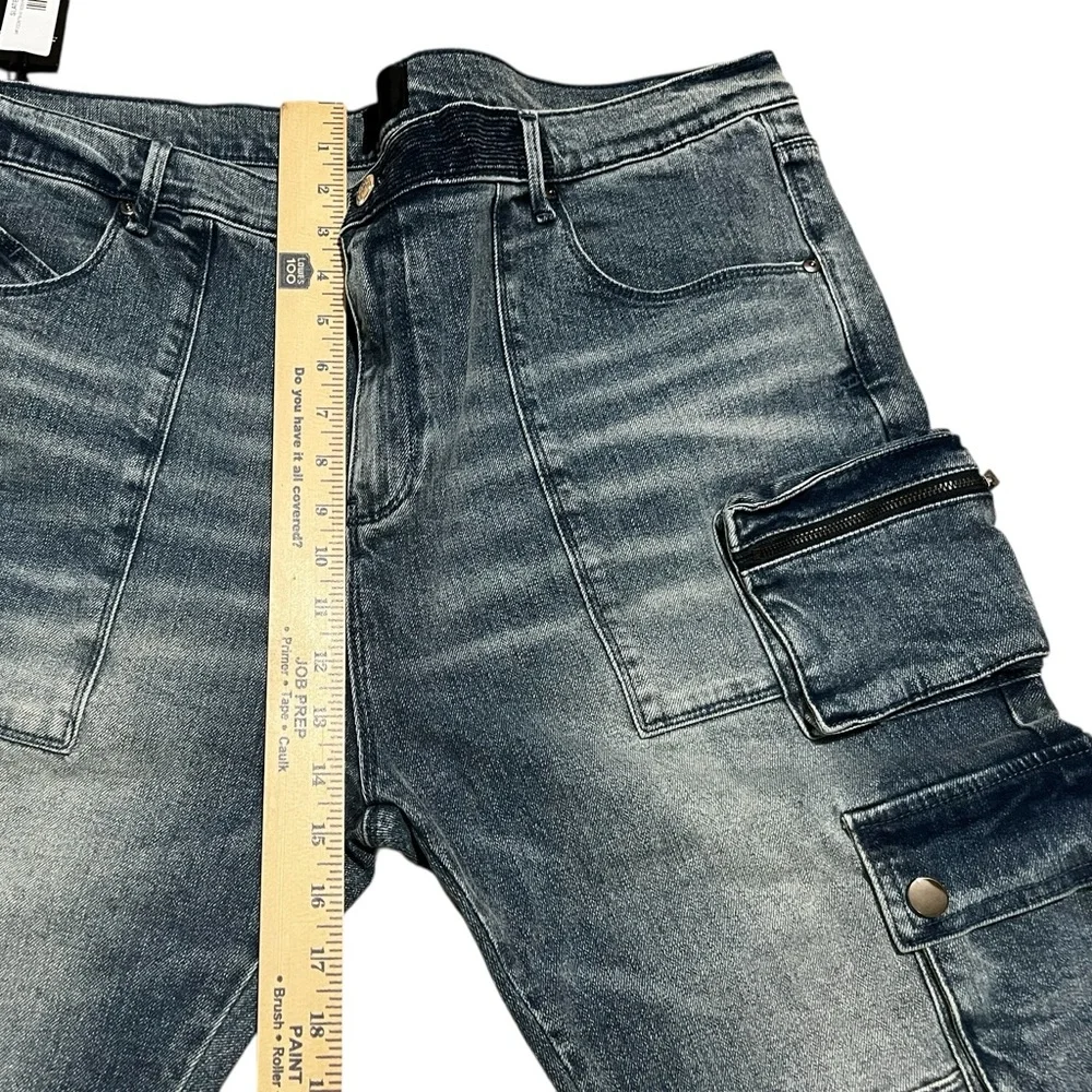 RtA men's slate cargo straight leg jeans vintage indigo pants blue denim size 40
